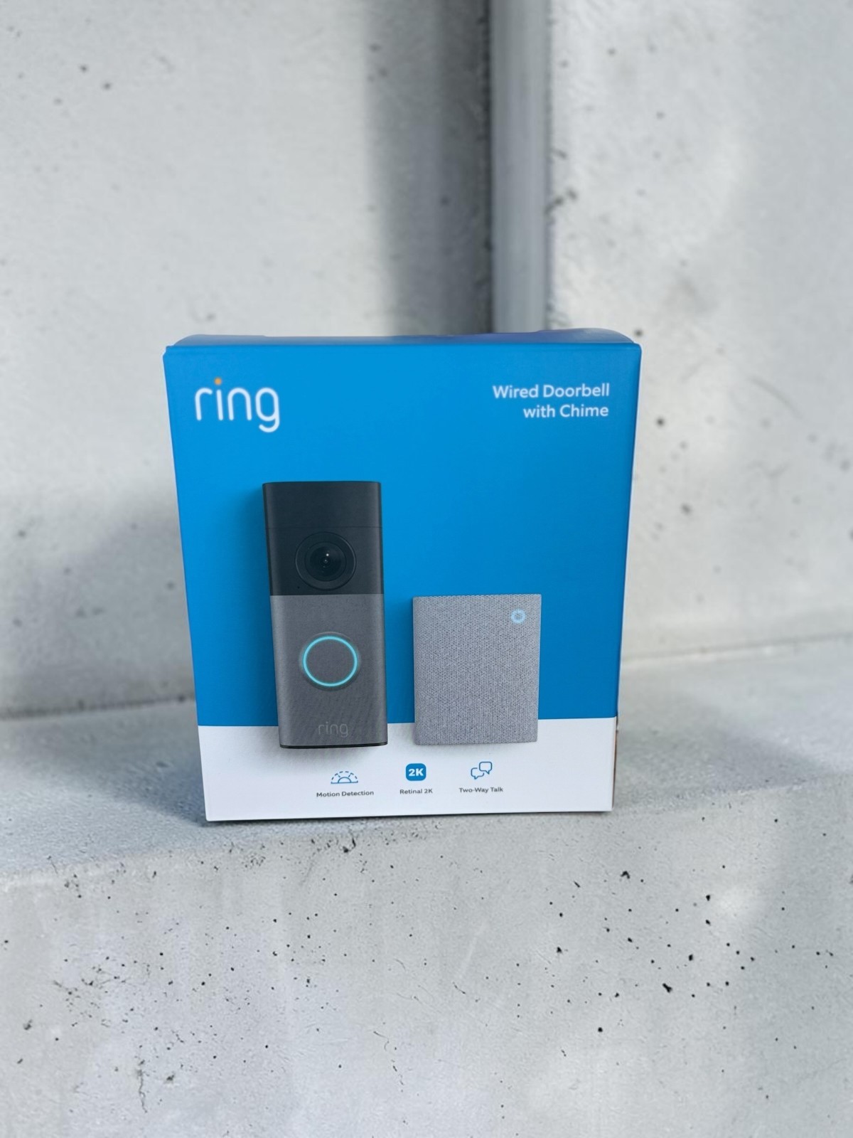 Ring Wired Doorbell 2K 2nd Gen Speckled Gray + Chime 3rd Gen NEW SEALED