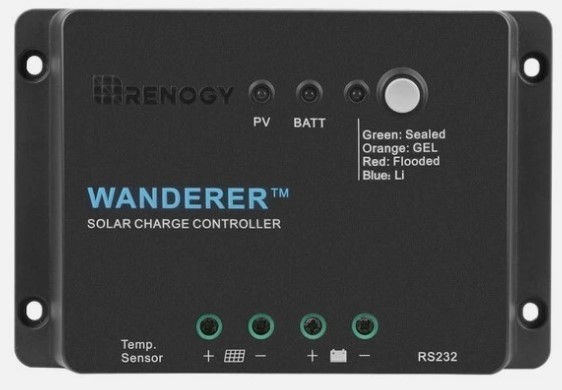 Renogy Wanderer Li 30A 12V PWM Negative Ground Solar Charge Controller Lithium