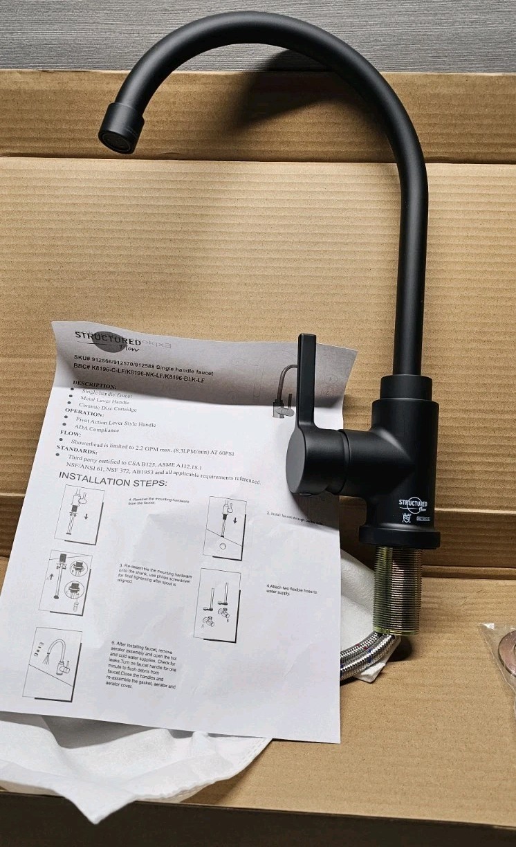 Structured Flow Rv Kitchen Faucet Single Hole Matte Black