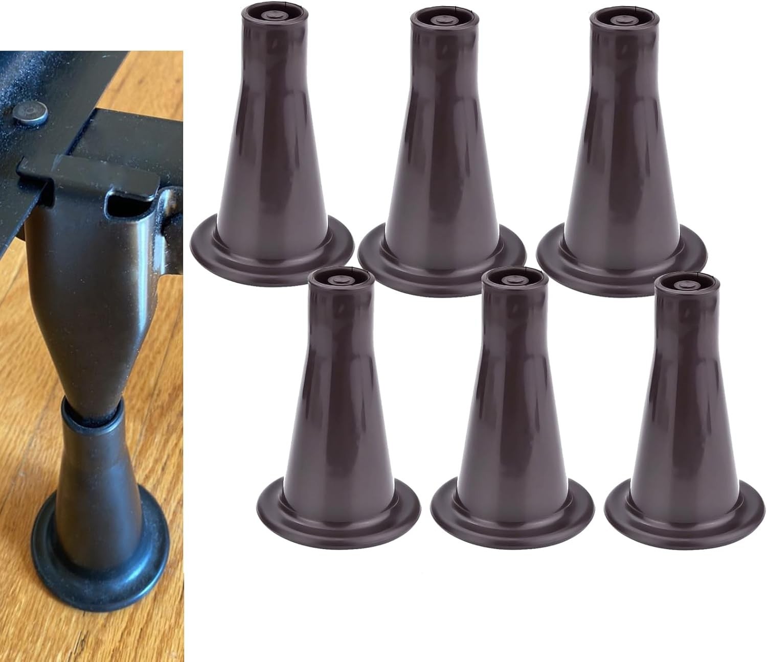 6PCS Reinforced Bed Frame Feet That Replace Wheels. Prevent Sliding. Sturdy