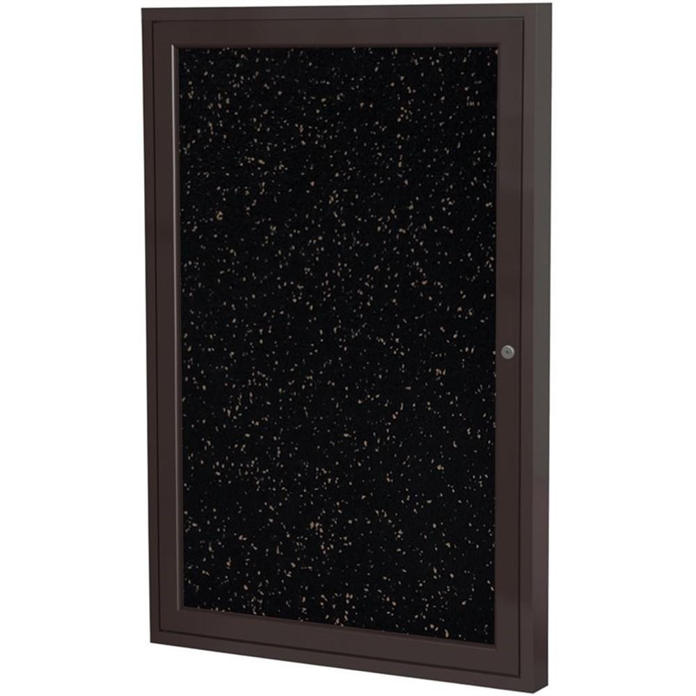 Ghent's 24" x 18" 1 Door Enclosed Bulletin Board in Speckled Tan