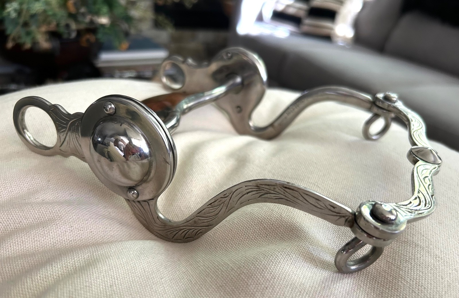 BIT & SPURS WESTERN SHOW BIT W/ROTATING MOUTHPIECE 45' DEGREE , STAINLESS