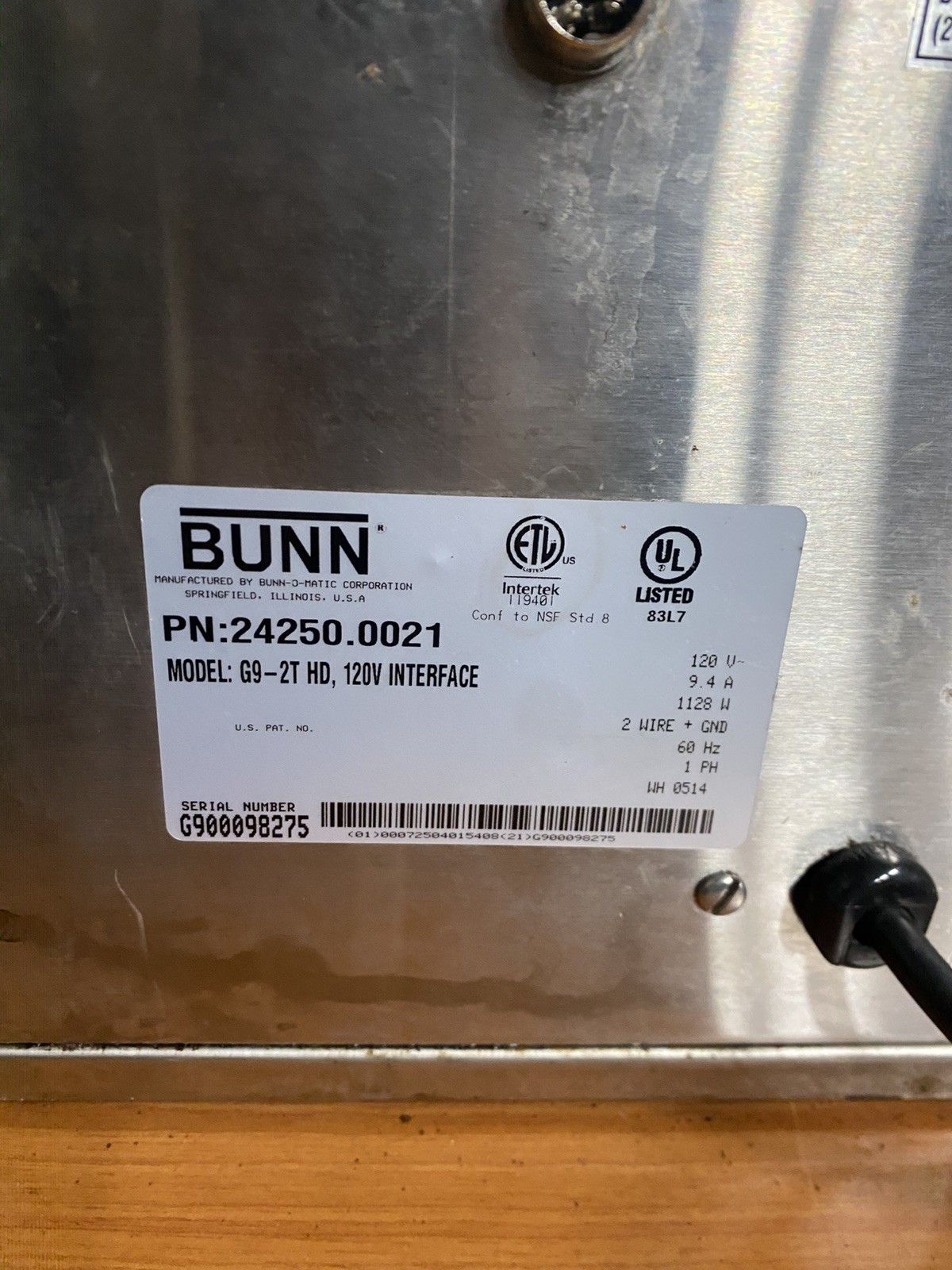 Bunn G9-2T HD Tall Commercial Coffee Grinder Dual Hopper