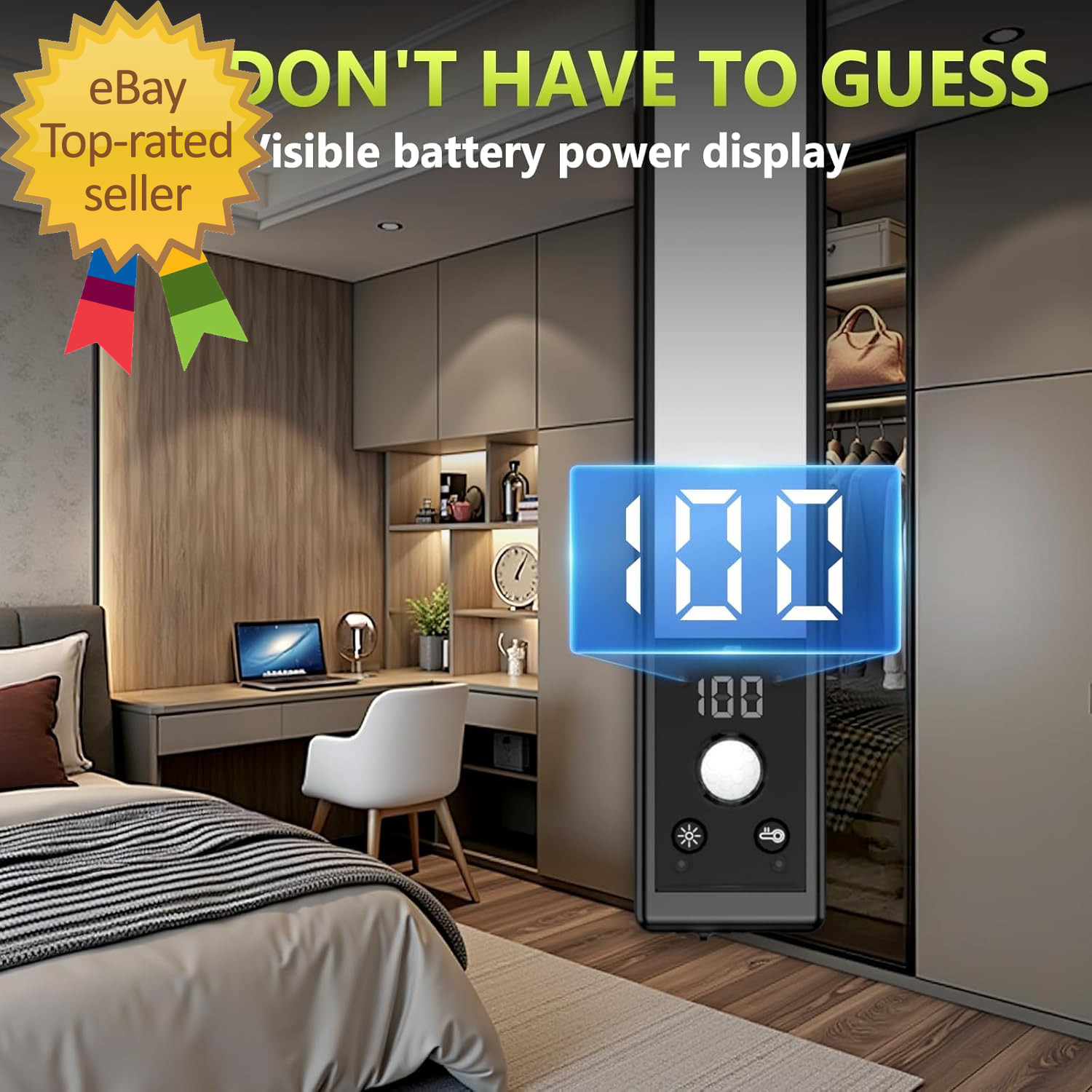 4 Pack 10 under Cabinet Lights with Digital Display 52 LED Rechargeable Motion