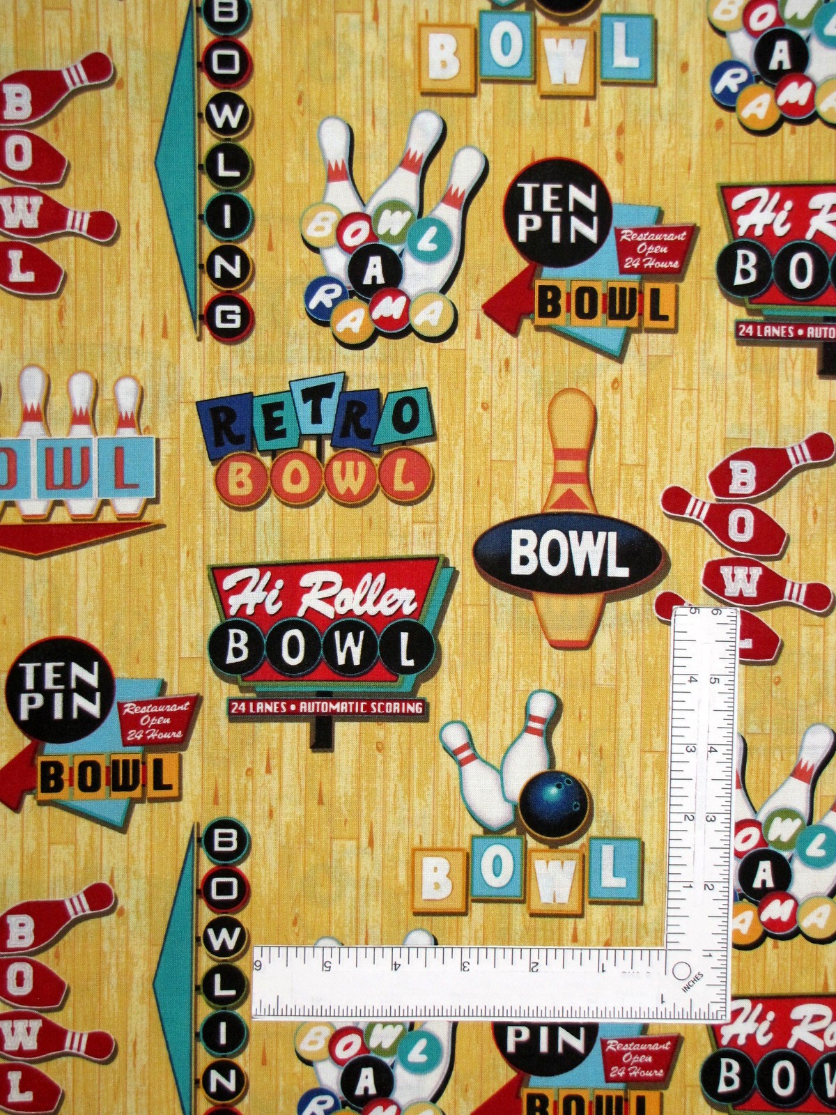 Bowl Bowling Sport Theme Fabric By The Yard Bowler Motifs Cotton Robert Kaufman