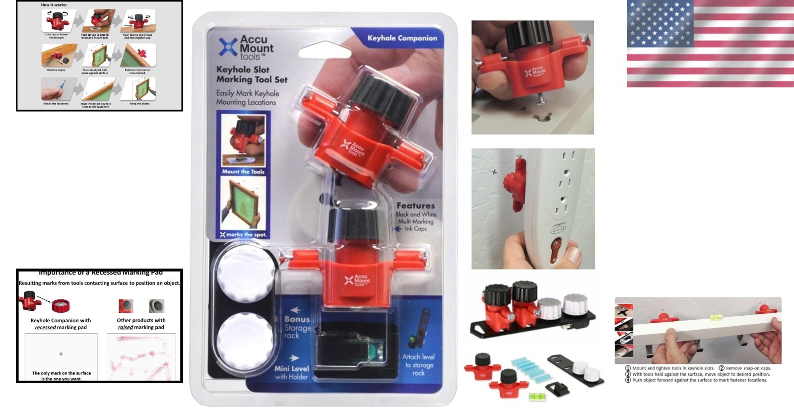 Picture & Frame Hanging Tool with Recessed Marker - 1000+ High-Visibility Marks