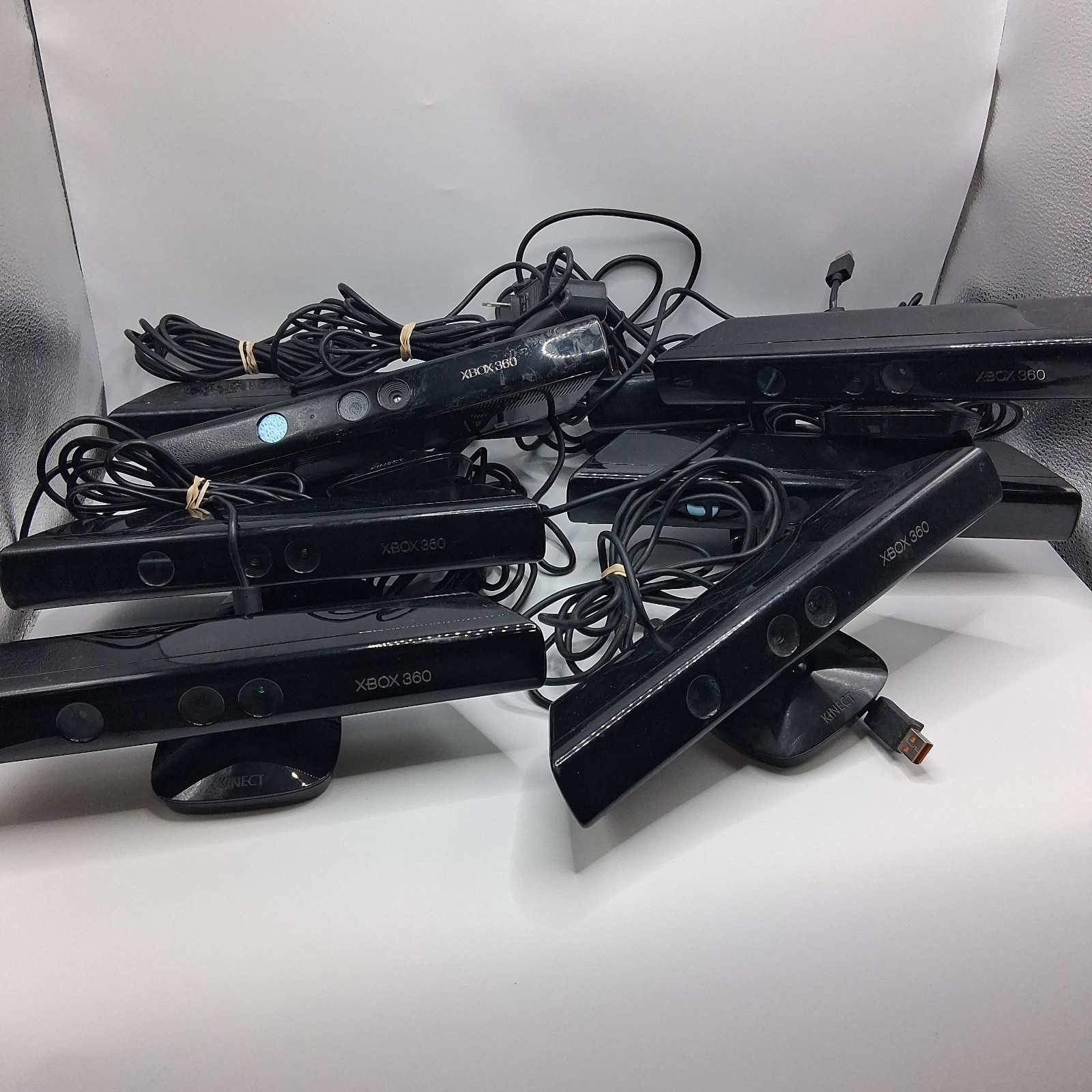 Lot of 8 Xbox 360 Kinect Sensors + 1 Power Adapter AC/USB Cable - UNTESTED