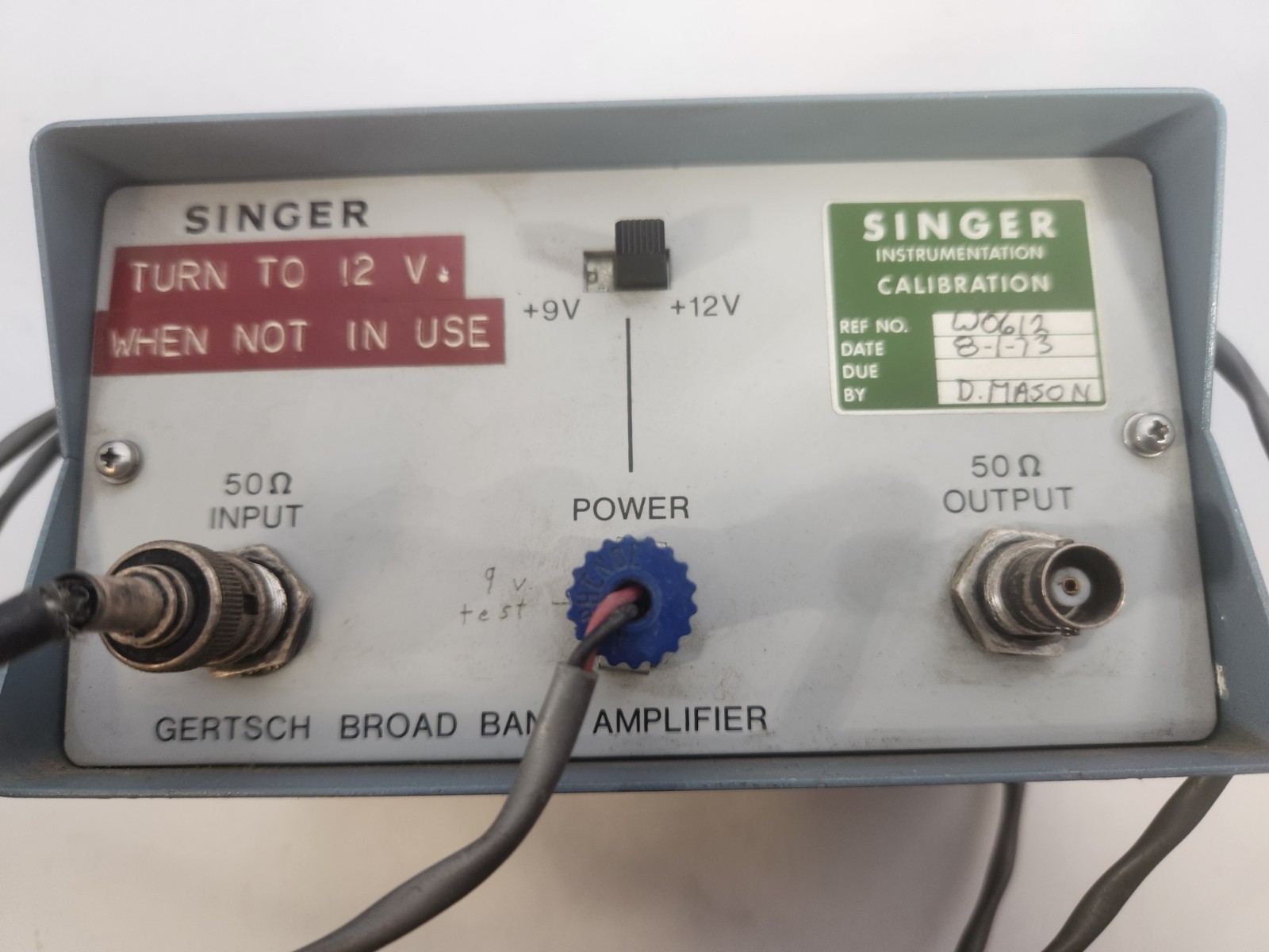 Vintage SINGER GERTSCH BBA-1, BROAD BAND AMPLIFIER, .1-500MHZ