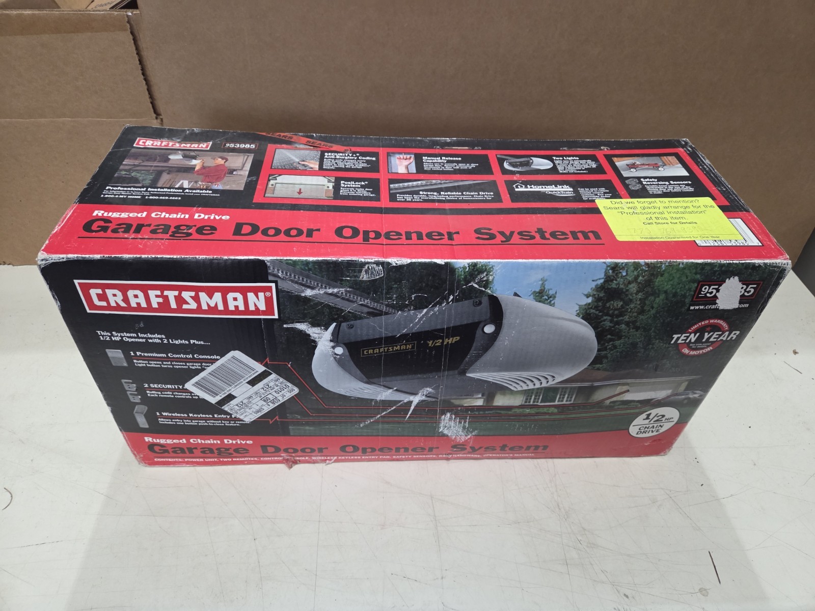 New NOS Sealed Sears Craftsman 53985 Garage Door Opener 1/2-hp Chain Drive
