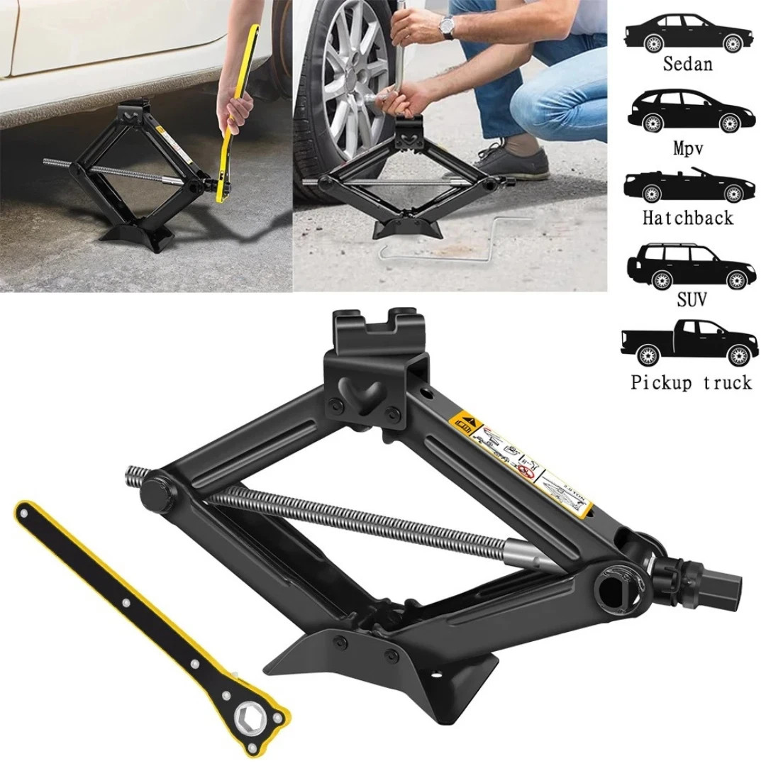 Car Tyre Changing Kit Scissor Jack 2 Ton Lifting Tool + Extendable Wheel Wrench