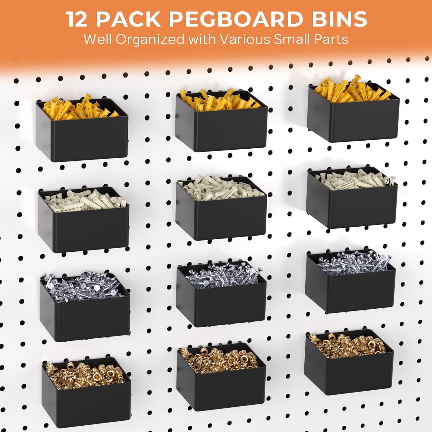 278PCS Pegboard Organizer Kit Metal Plastic Hooks Bins for Garage Wall Storage