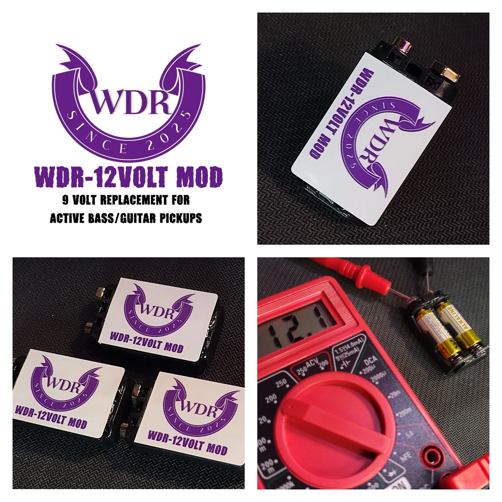 WDR-12Volt-Mod Active Guitar/Bass Booster For EMG & Fluence (Batteries Included)