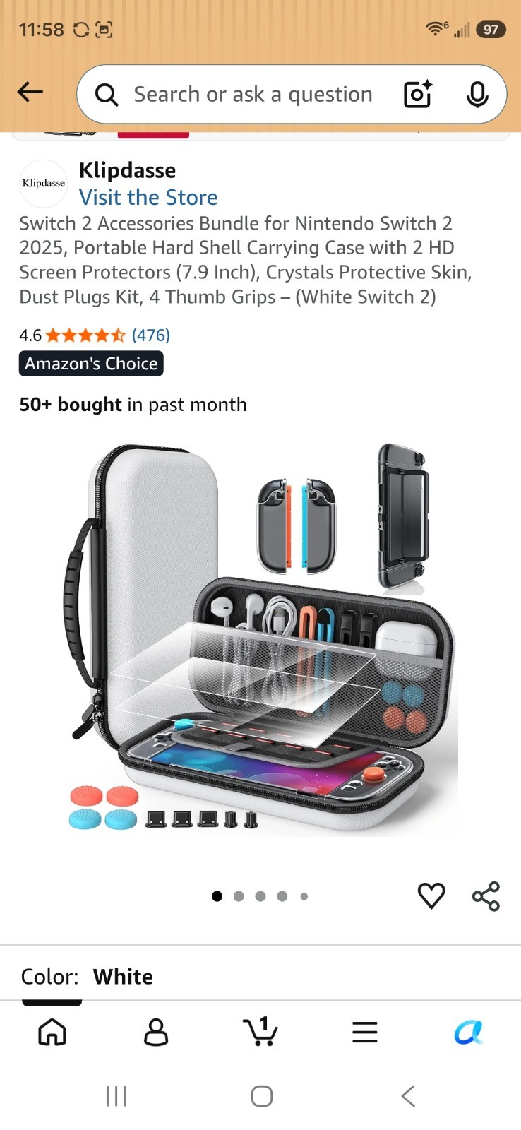 Klipdasse Nintendo Switch 2 Accessories Bundle Case Screen Protector Grips