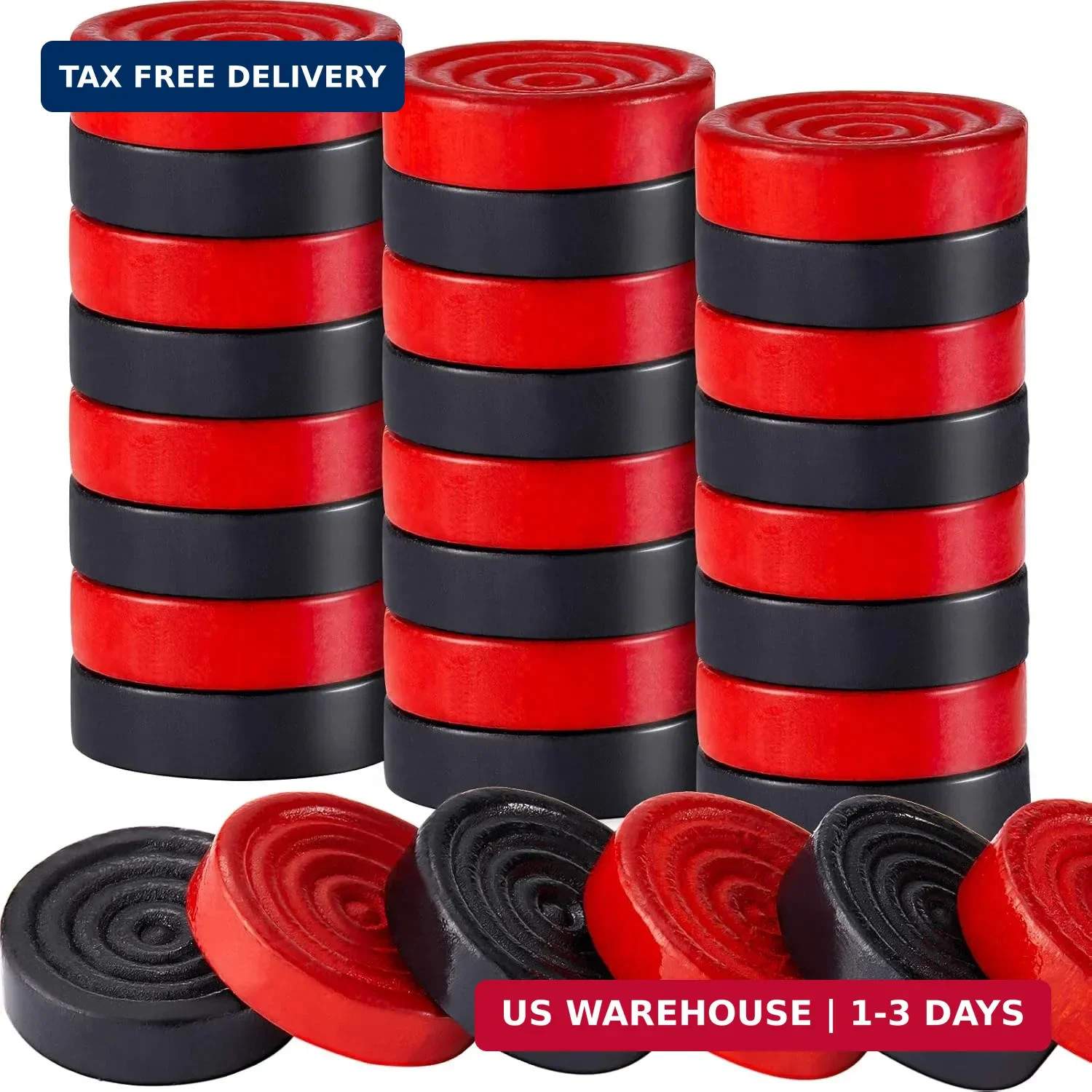 24 Pieces Wooden Checkers Pieces 1.06 Inch Checkers Board Game Pieces Stackable