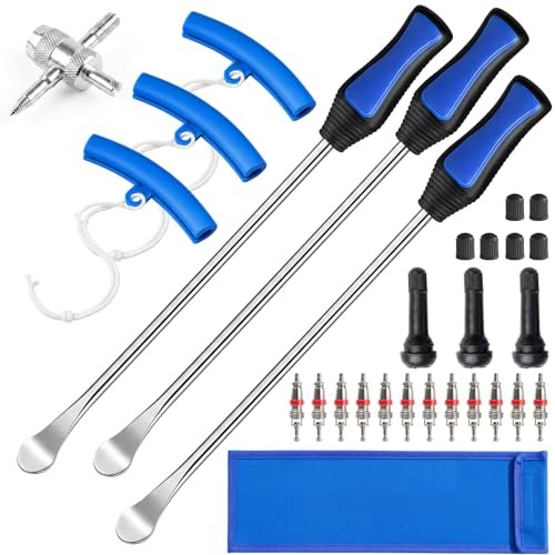 Tire Spoons, 29PCS Tire Changing Tool Kit with 3 x 14.5 Inch Blue Tire Irons,