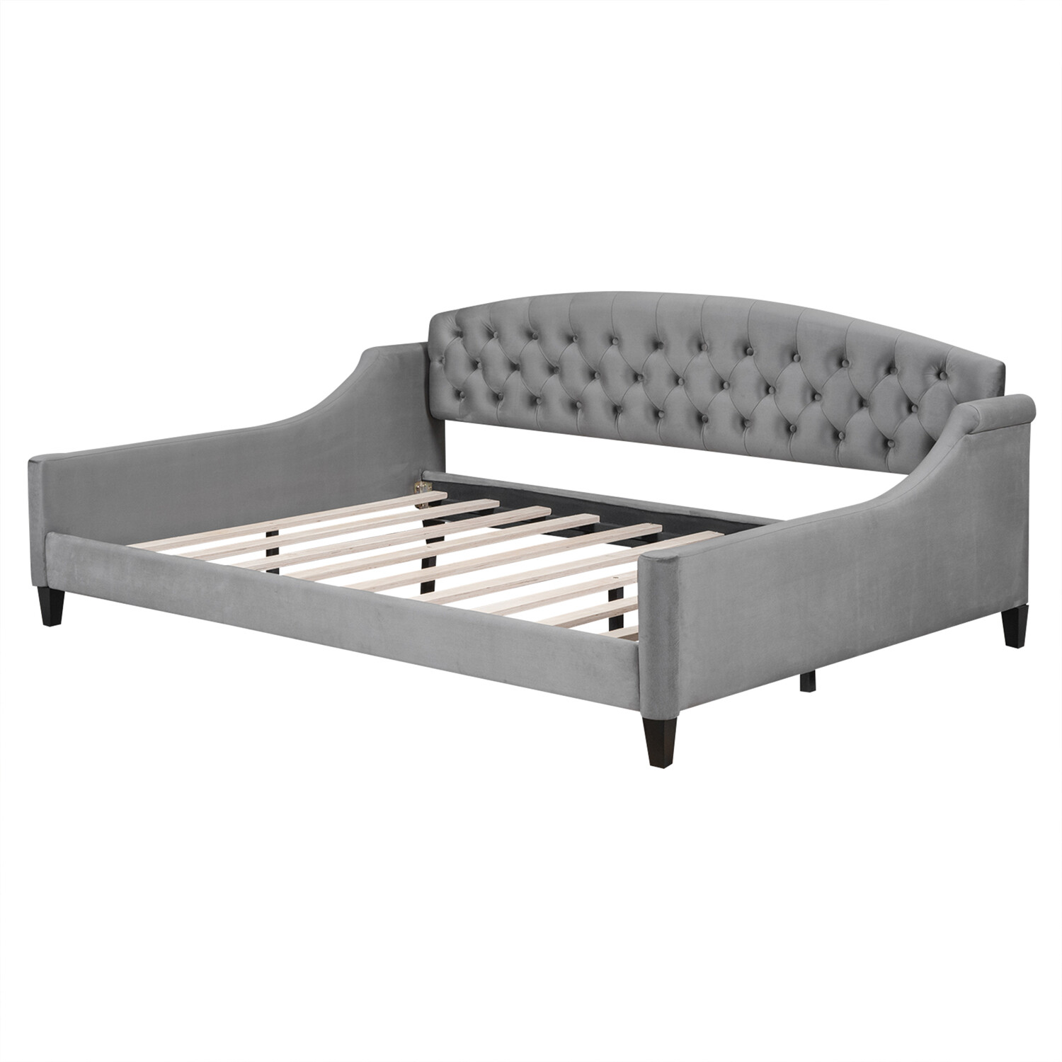 Full Size Daybed Bed Frame Sofa Bed Wooden Slat Support Bedroom Furniture