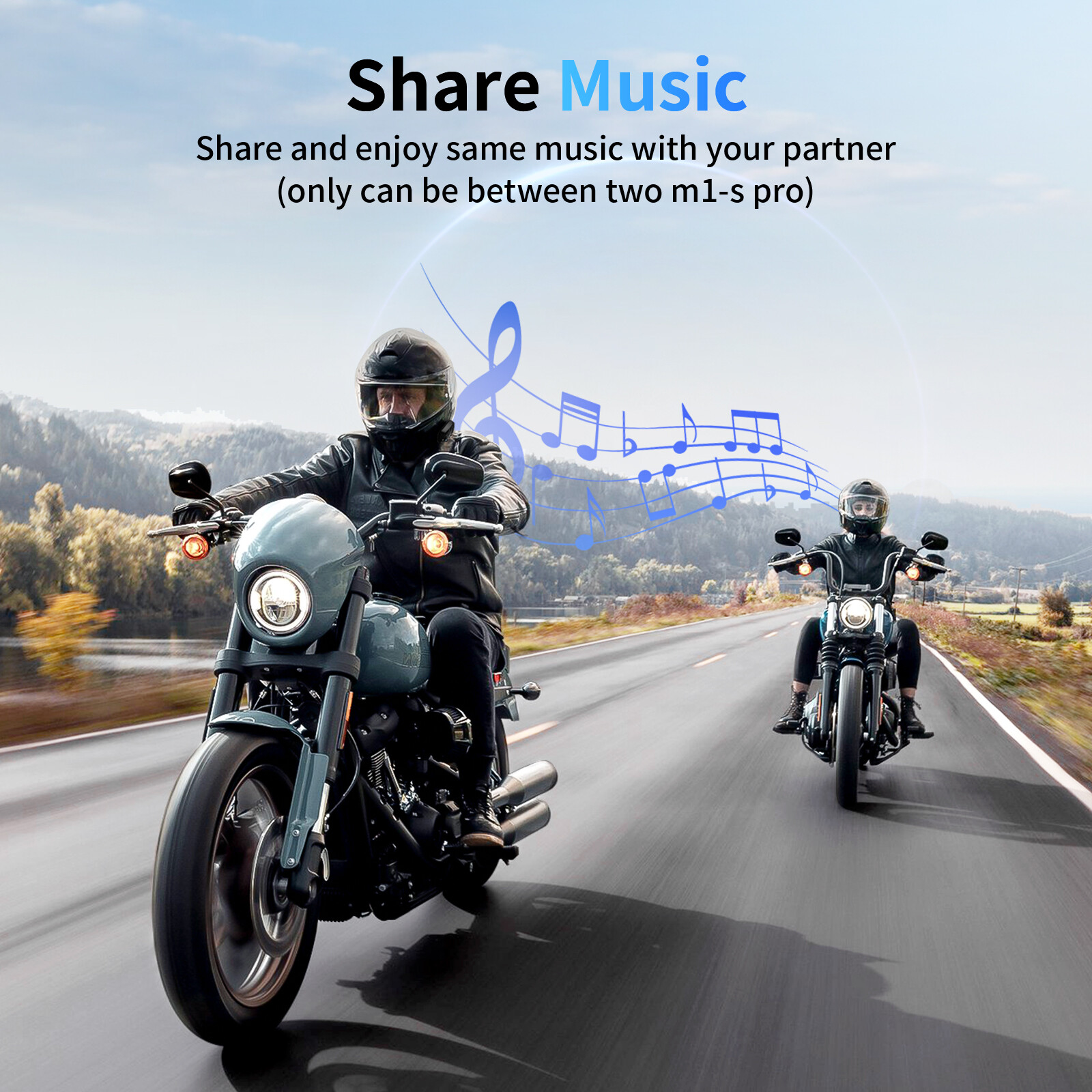 2x M1-S Pro Motorcycle Intercom 2000m 8 Riders Bluetooth Helmet Headset with Mic