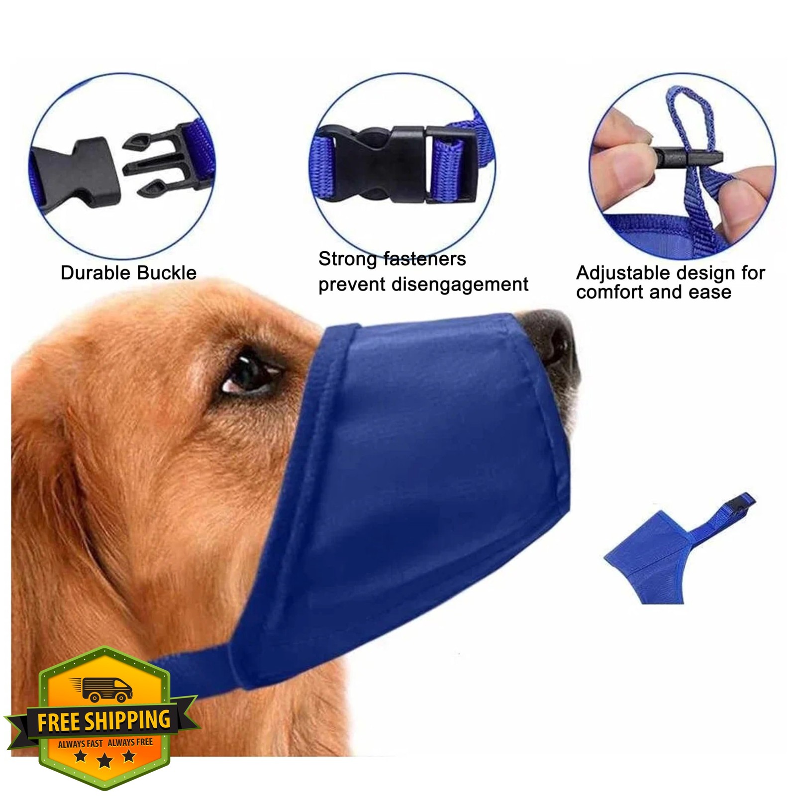 Blue Soft Nylon Dog Muzzle Breathable Drinkable 4# M