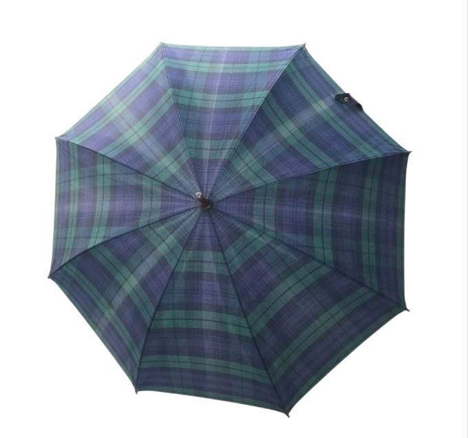 VTG 90s Polo Ralph Lauren Umbrella Blackwatch Tartan Plaid BlueGreen Wood Handle
