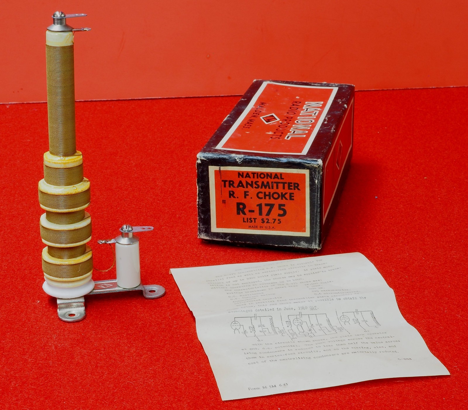 NOS National R-175 RF Transmitting Choke 12.5KV 225 uH 800ma
