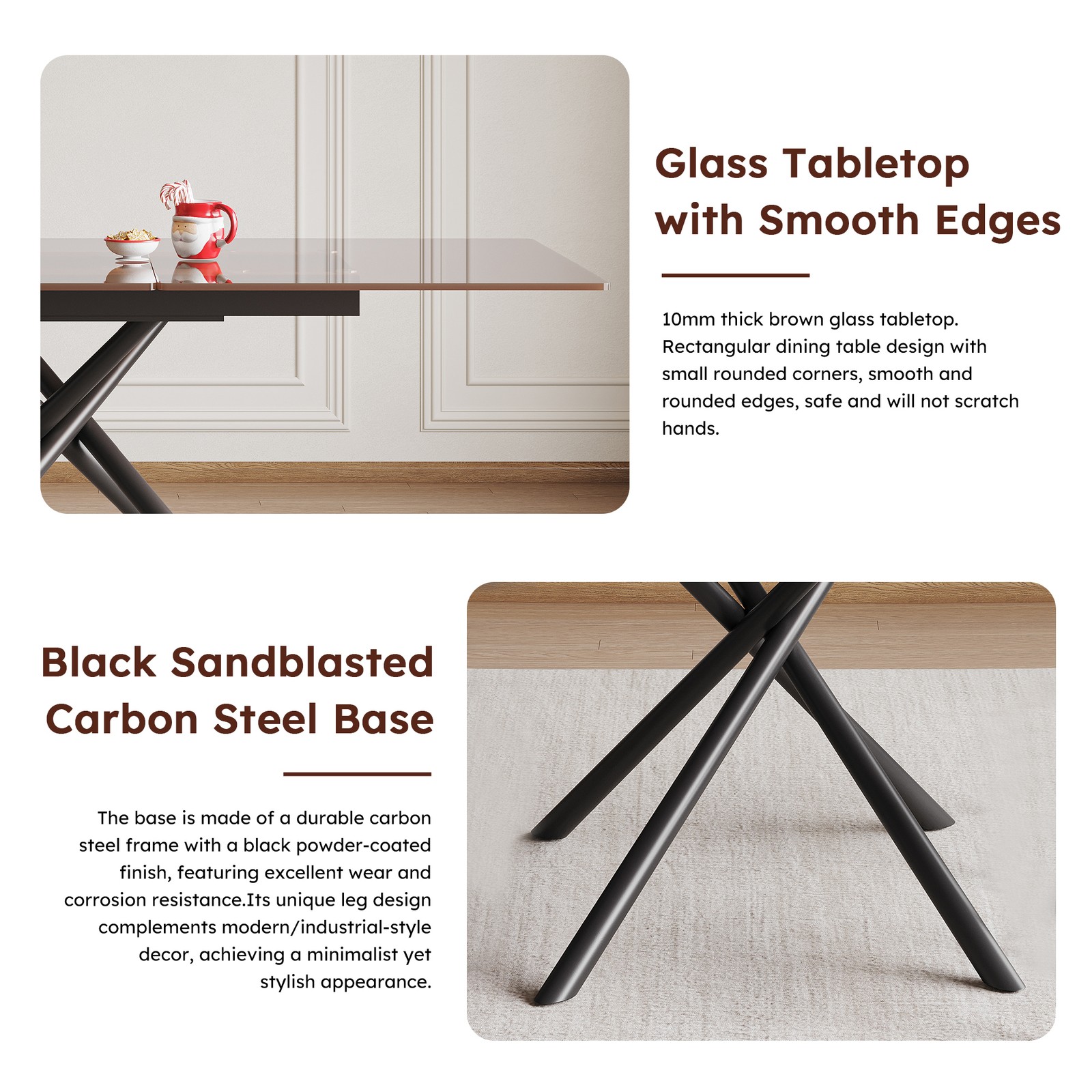 59-inch Modern Rectangle Expandable Dining Table with Retractable Leaf, Black