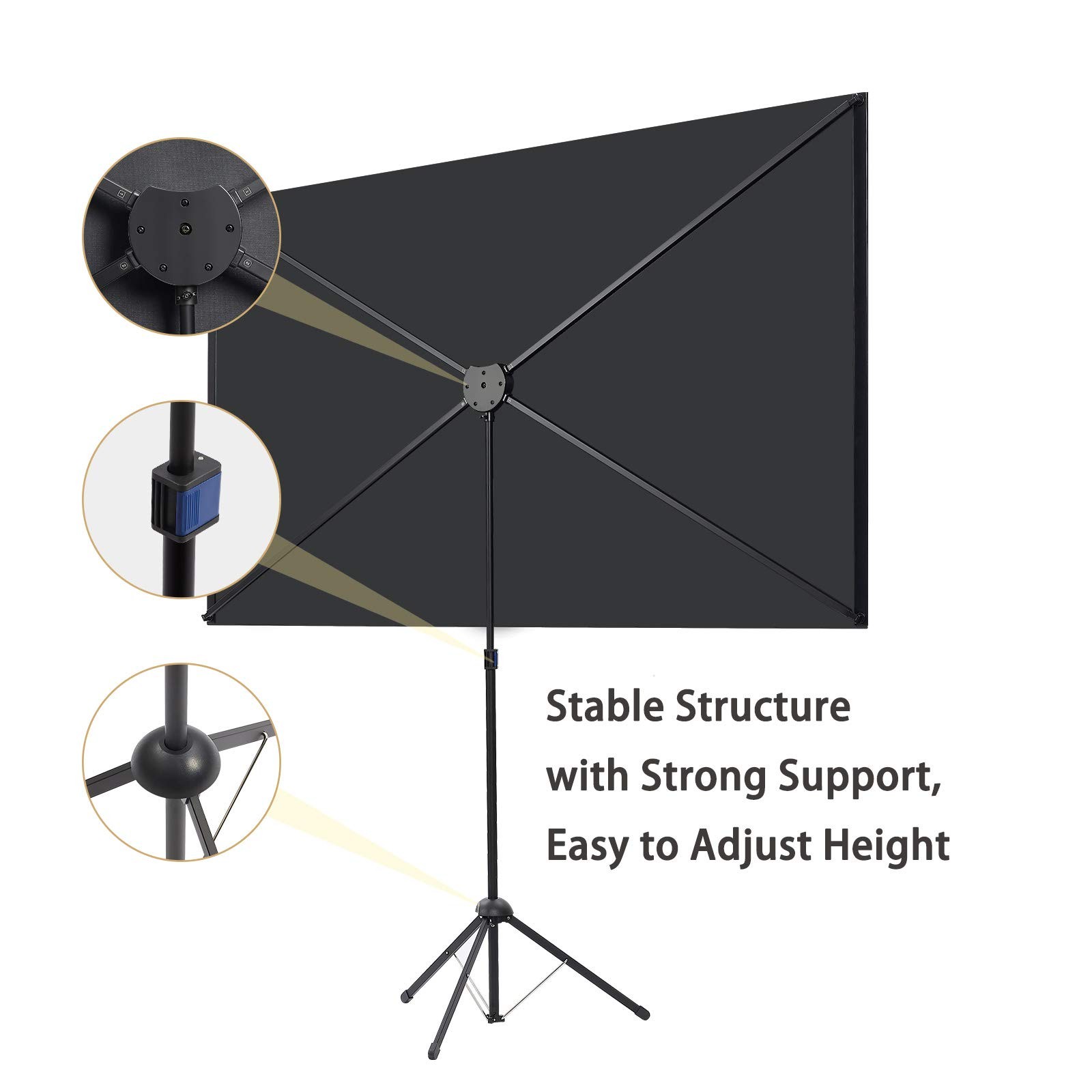Projector Screen with Stand, 100 Inch Outdoor Projection Screen 16:9 and Trip...
