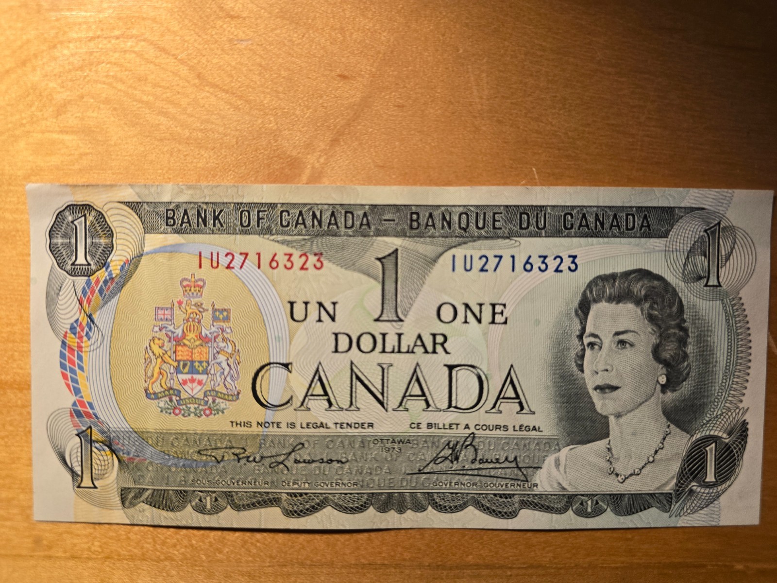 Canadian $1 Banknote 1973. Lawson, Bouey