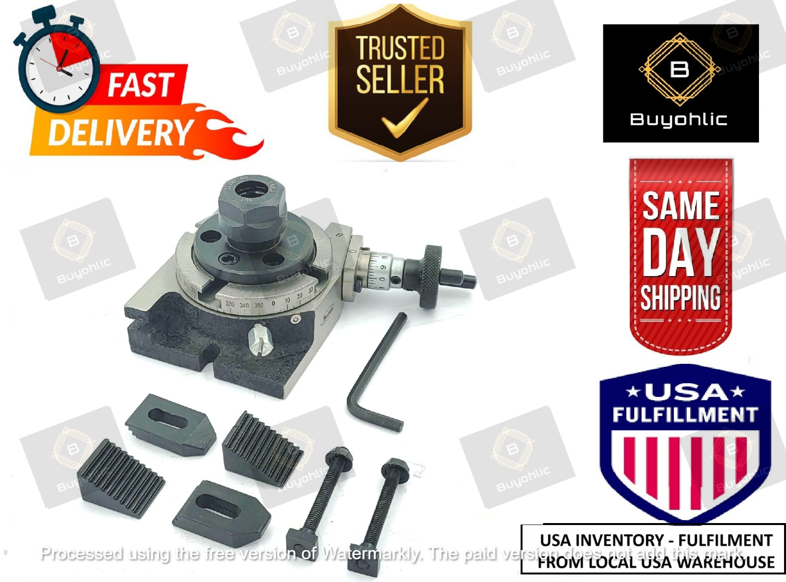 3"/80 mm Tilting Rotary Table+ ER 20 Collet Adaptor with M6 Clamp Kit-USA