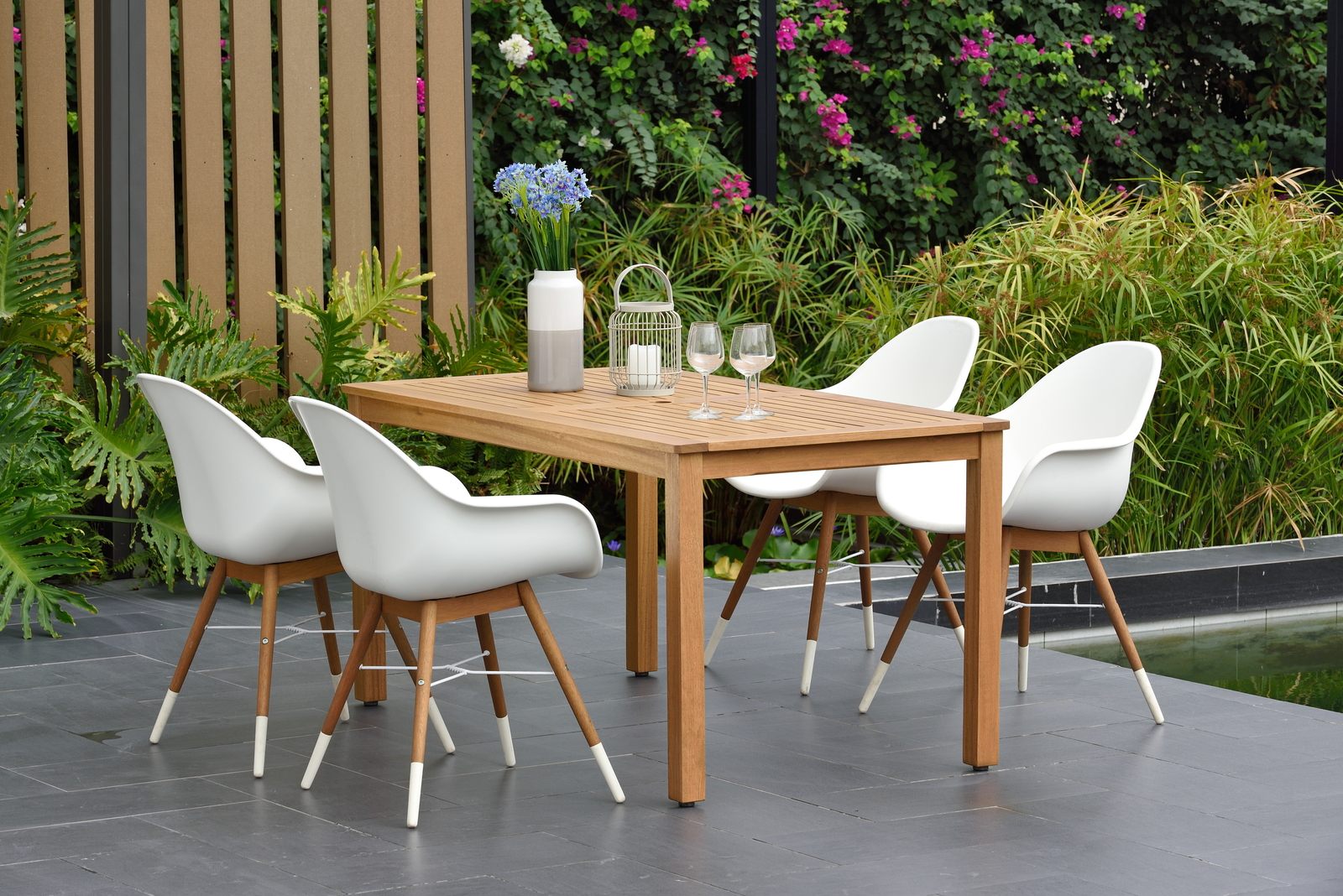 Amazonia Ravard 5-Piece Outdoor Dining Set | Teak Finish | Ideal for Patios