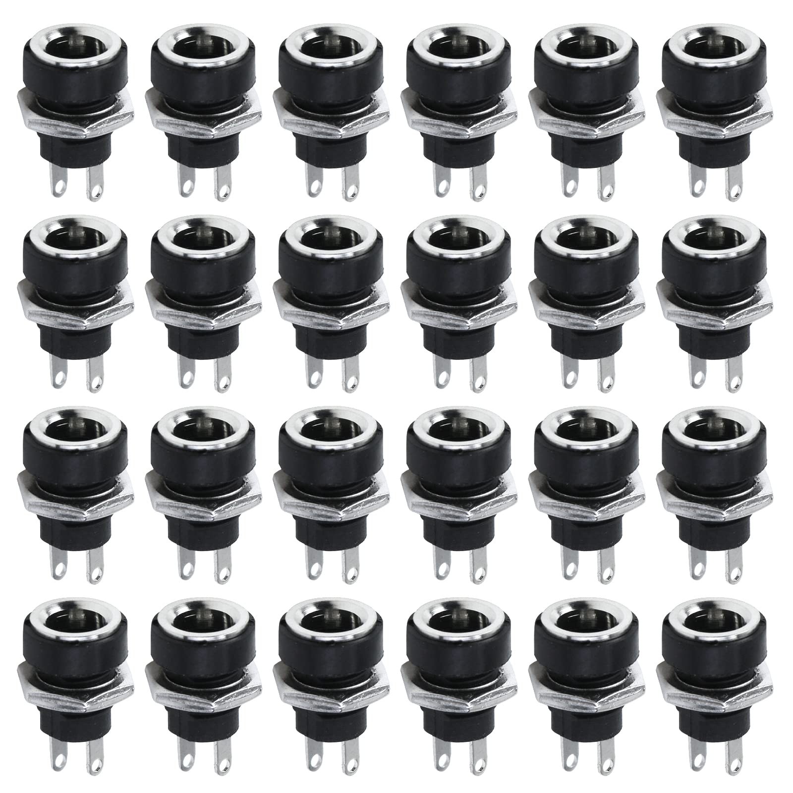 Antrader 24pcs 5.5mm x 2.1mm 2 Pin DC Power Female Panel Mount Jack Socket...