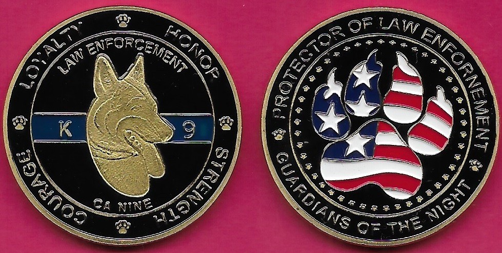USA MEDAL K9 SHINY POLICE K9 IN DOGS WE TRUST WITH PAWS WE BUST