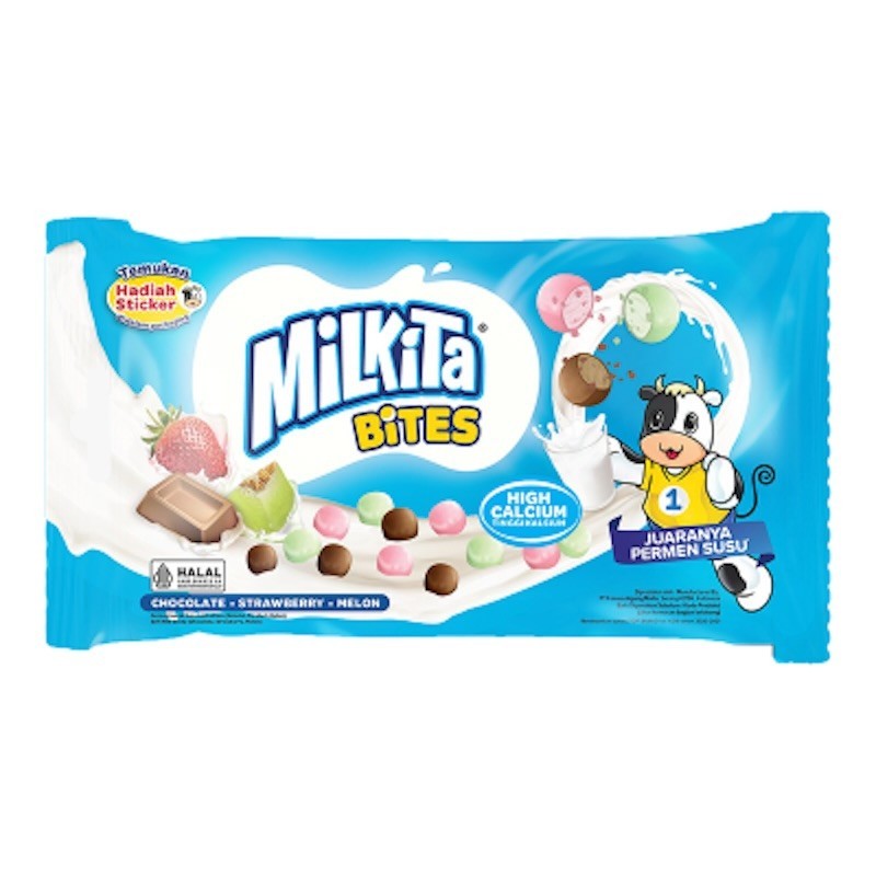 1 BAG Milkita Bites Milk Candy 1.41 oz Strawberry, Chocolate, Honeydew Melon