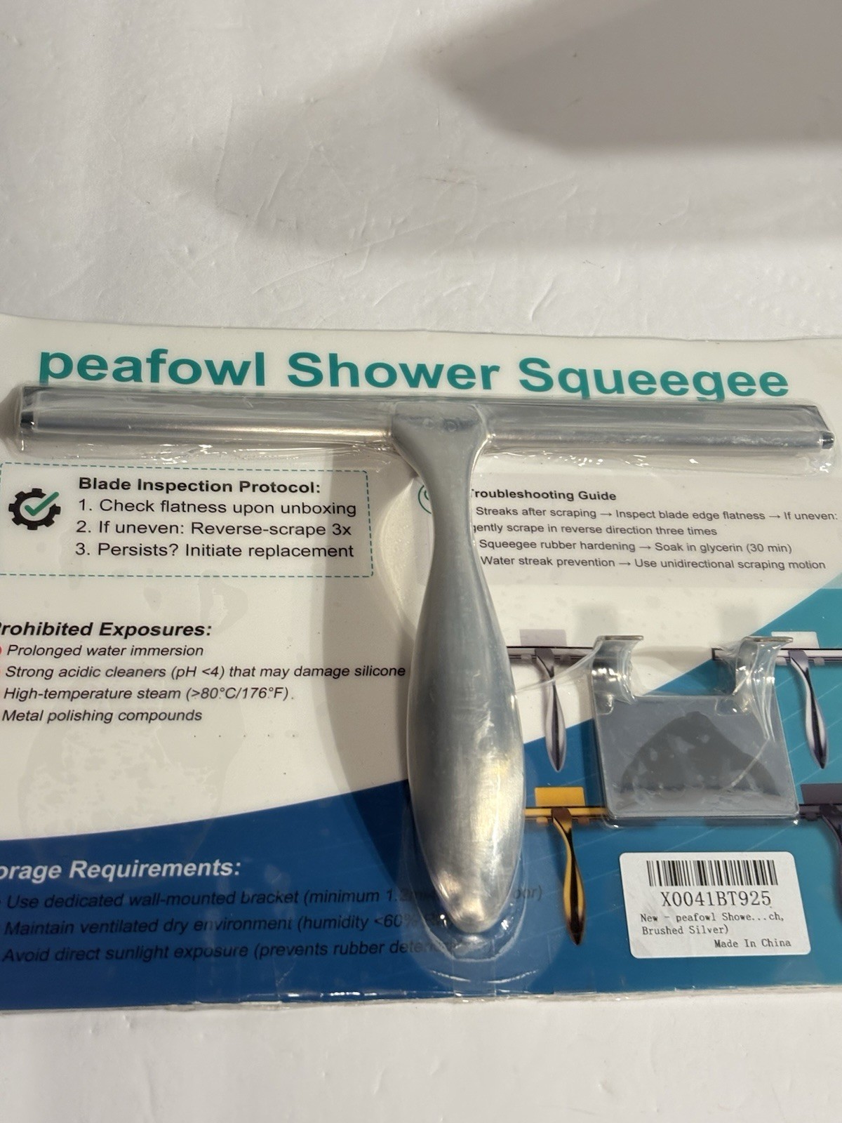 Stainless Steel Shower Squeegee Glass Door Window Cleaner Bathroom Tile Scraper