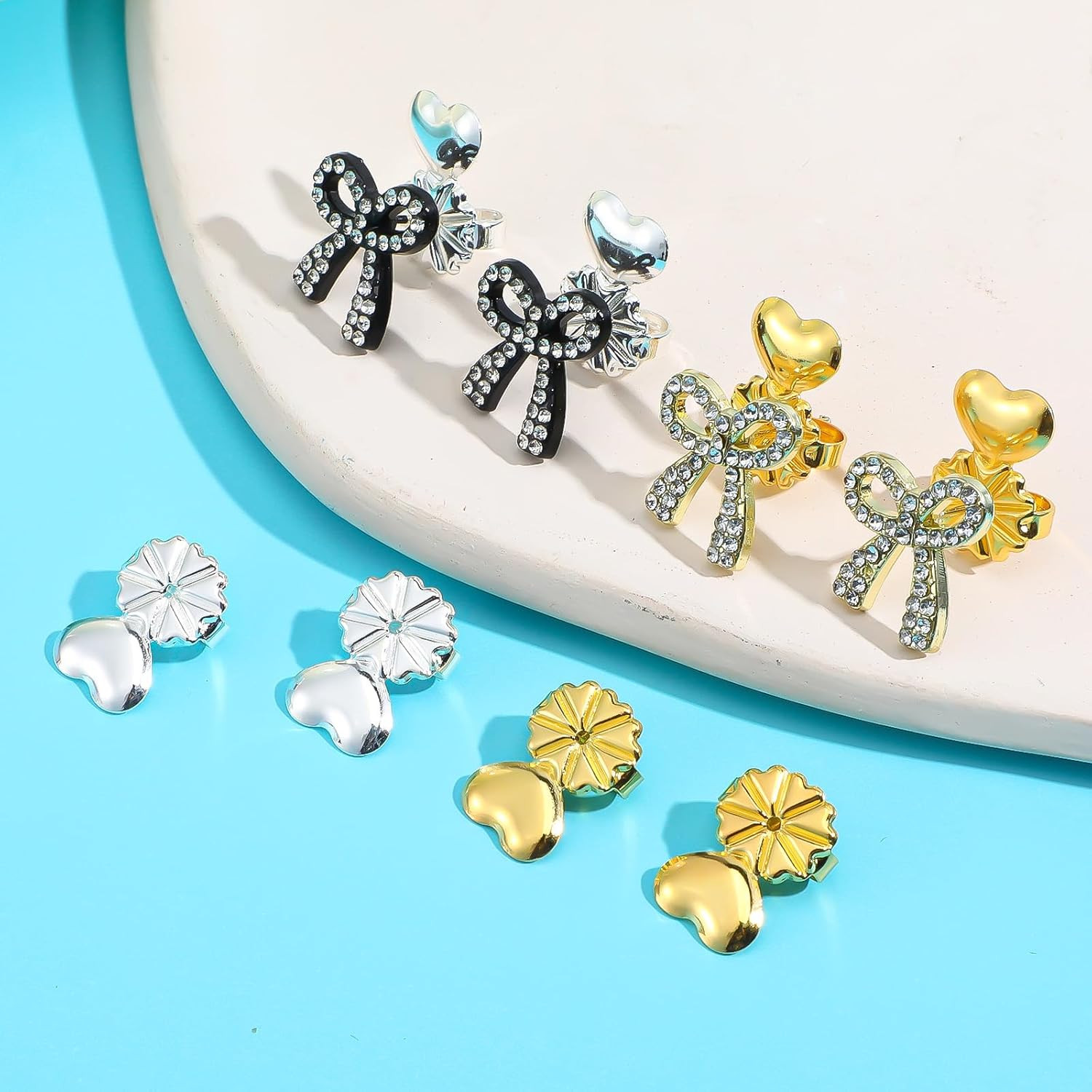 4 Pairs Earring Backs for Droopy Ears, Earring Lifter for Heavy Support Backs L