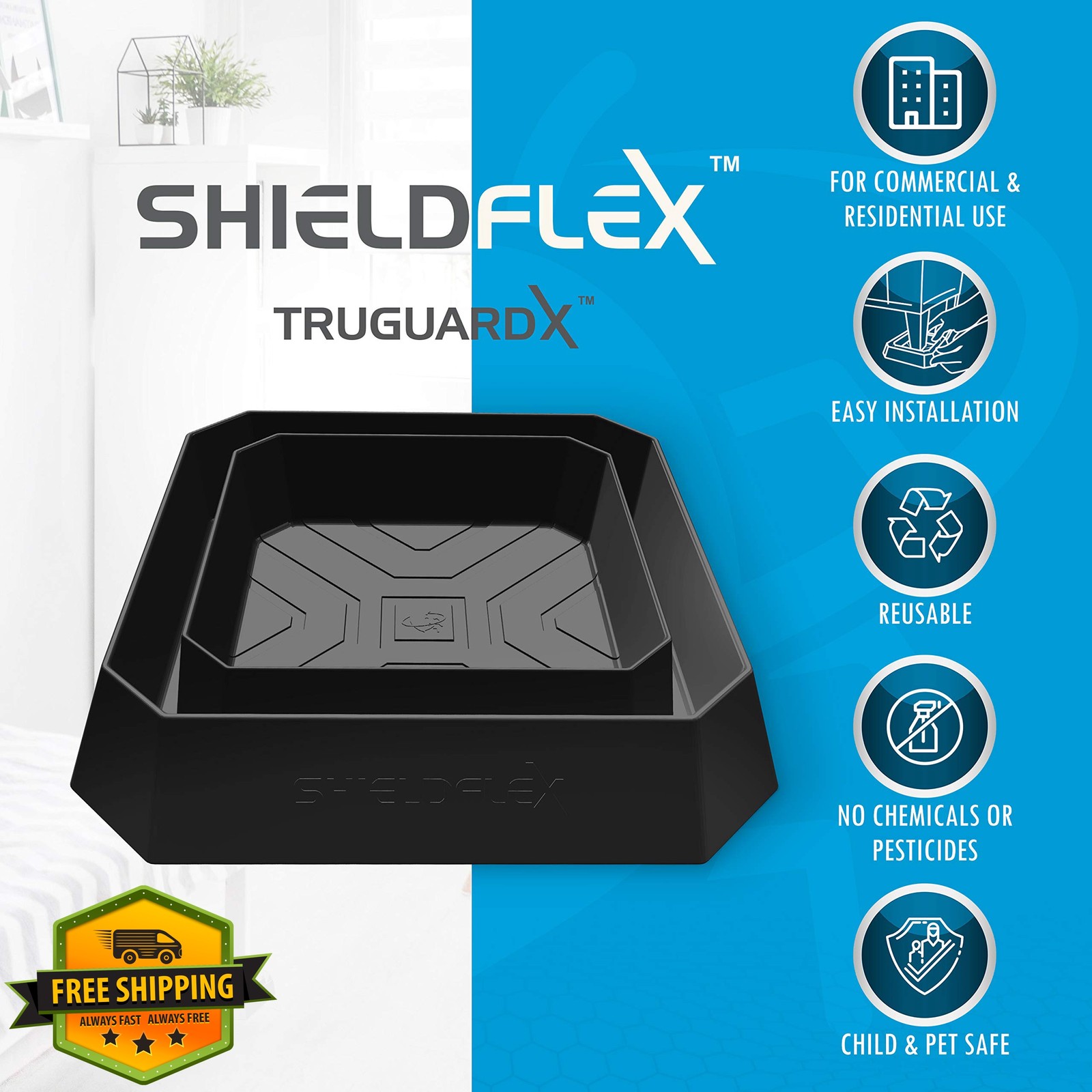 SHIELDFLEX Bed Bug Trap Black 8 Pack