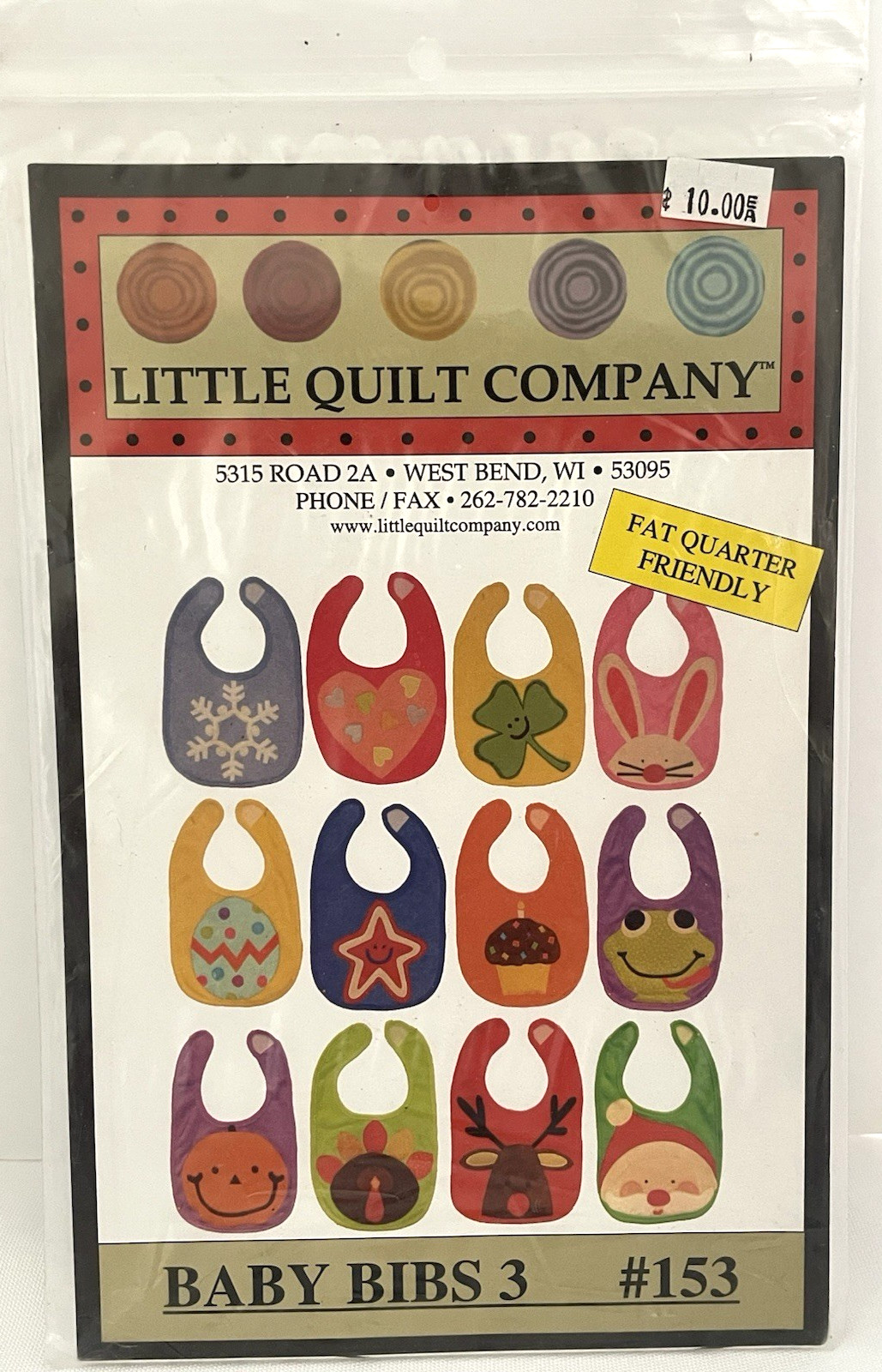 Little Quilt Company 3 Baby Bibs # 153 Fat Quarter Friendly Frog Deer Cupcakes