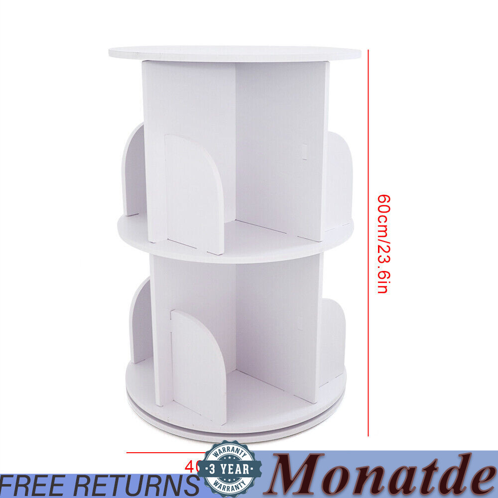 360° 2-Layer Rotating Bookshelf Bookcase,Freestanding Storage Shelf Display Rack