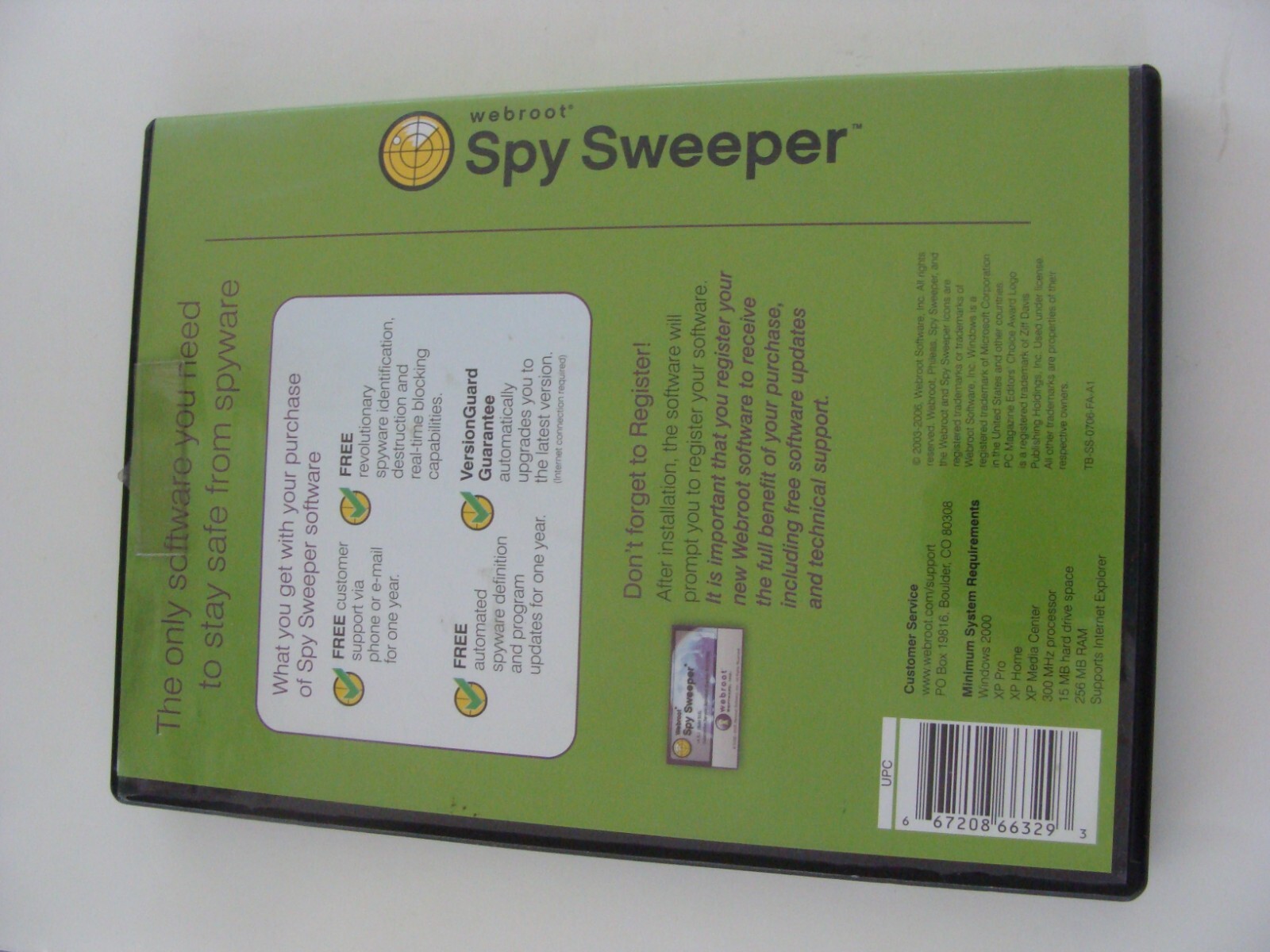 Webroot Spy Sweeper (Windows 98 SE, 2000, Me, XP) CD-ROM w Access Key