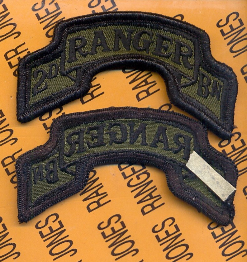2nd Bn 75th Infantry Airborne RANGER Regt Type 3 OD Green Black scroll patch m/e