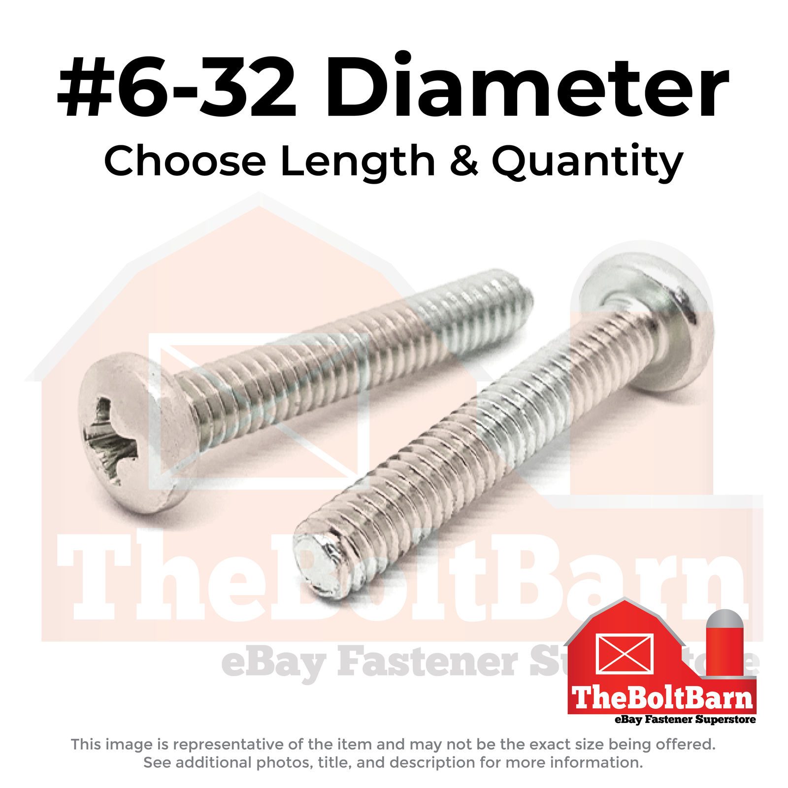 #6-32 Stainless Phillips Pan Head Machine Screws (Choose Length & Qty)