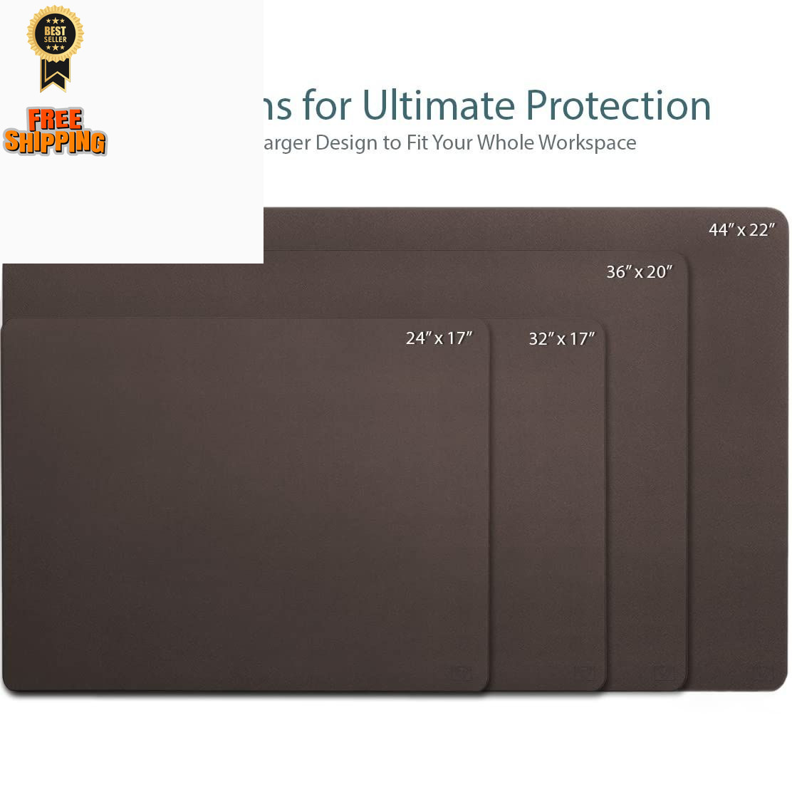 Vine Creations Leather Desk Mat Large 36" x 20", x Dark Brown