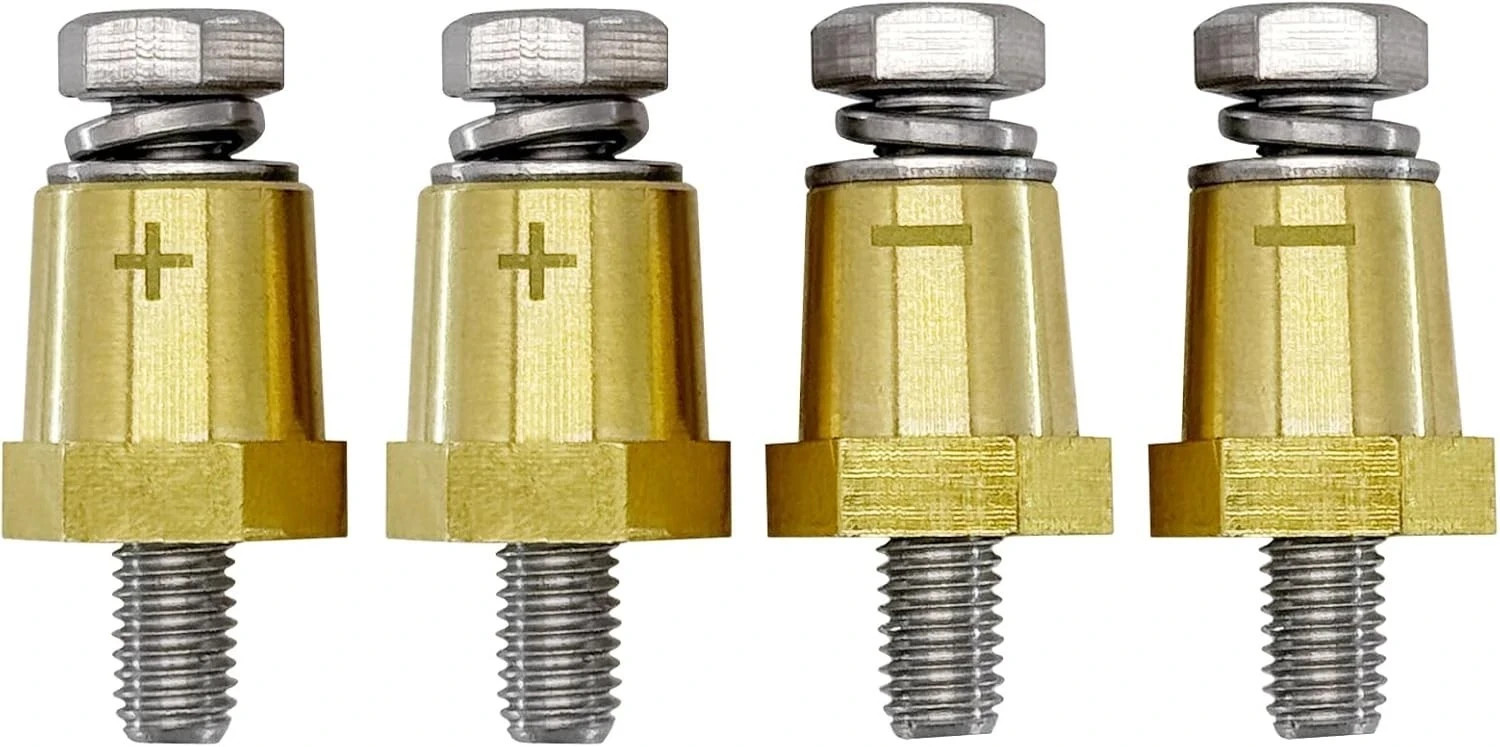 M8 Thread Brass Battery Terminal Charging Posts Battery Post Adapter +/- with...