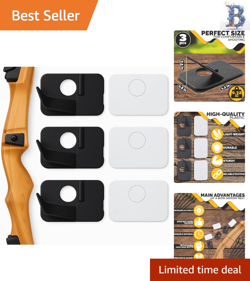 Enhanced Accuracy 3 Pcs Right-Hand Arrow Rest for Compound Bows - Long-Lasting