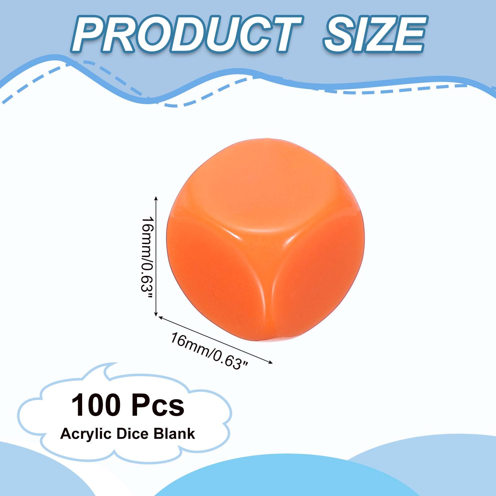 16 mm Dice Blank 100 Pcs Rounded Corner with Smoothed Surface Orange