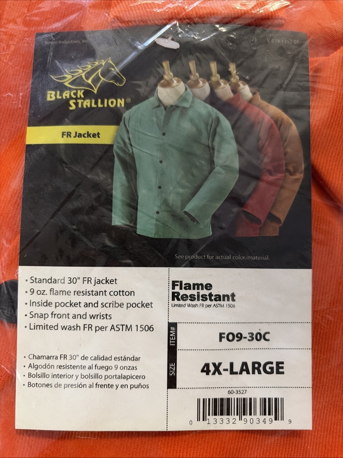 Black Stallion Welding Jacket Flame Resistant 4XL