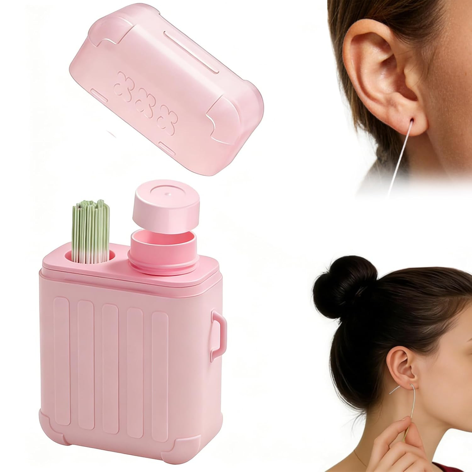 Earring Hole Cleaner, 2 in 1 Portable Piercing Cleaning Kit with 240Pcs Disposab