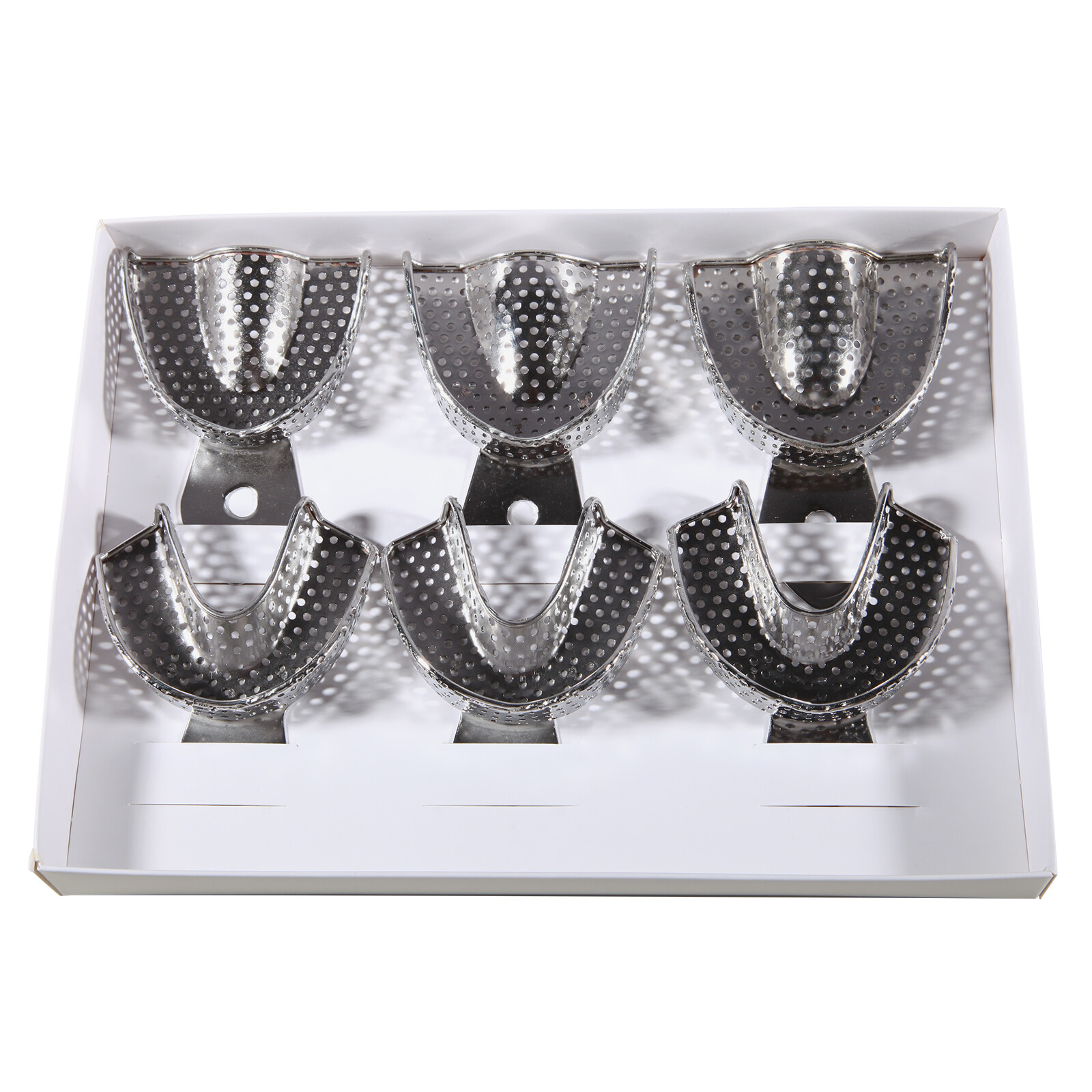 DENTAL STAINLESS STEEL IMPRESSION TRAYS AUTOCLAVABLE SET OF 6 sk