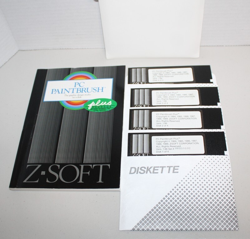 Z-Soft PC Paintbrush Manual + 4 Diskettes Set 5.25 Floppy Disks Version 1.66