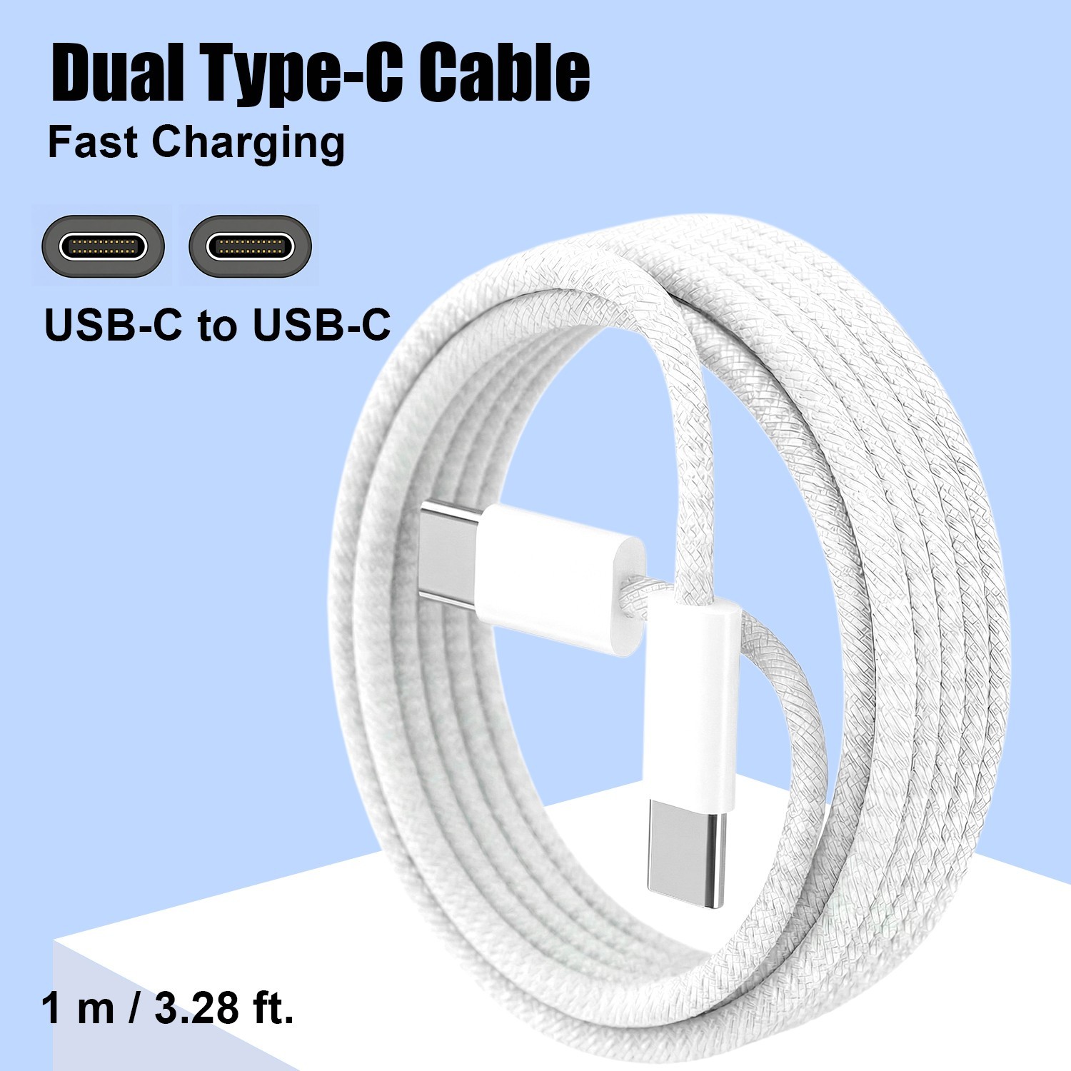 USB-C to USB C Type-C Fast Charging 60W Data SYNC Charger Cable Cord 3.28FT