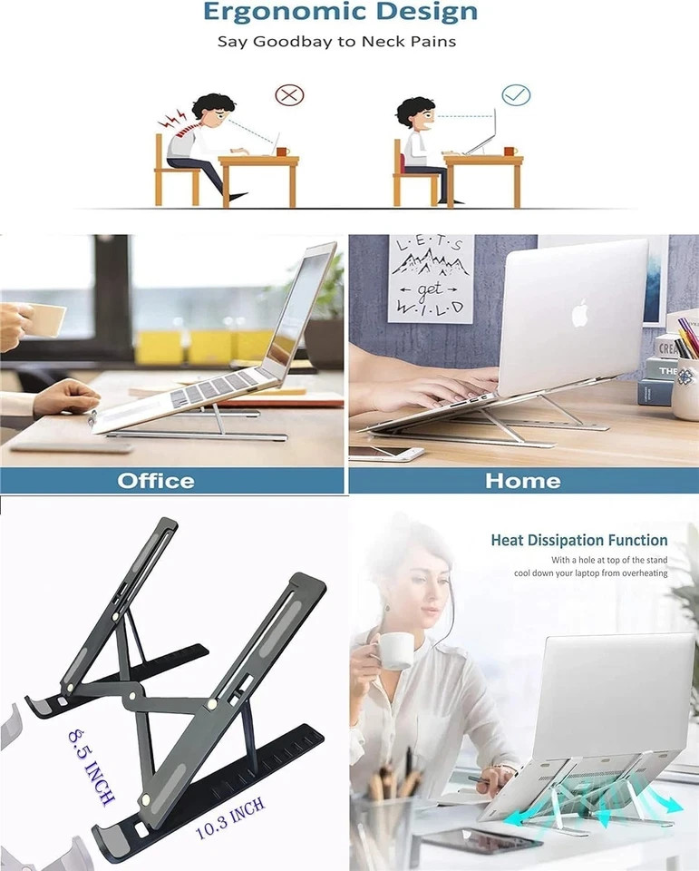 Portable Laptop Stand Adjustable Foldable Notebook Tablet Holder Computer Desk